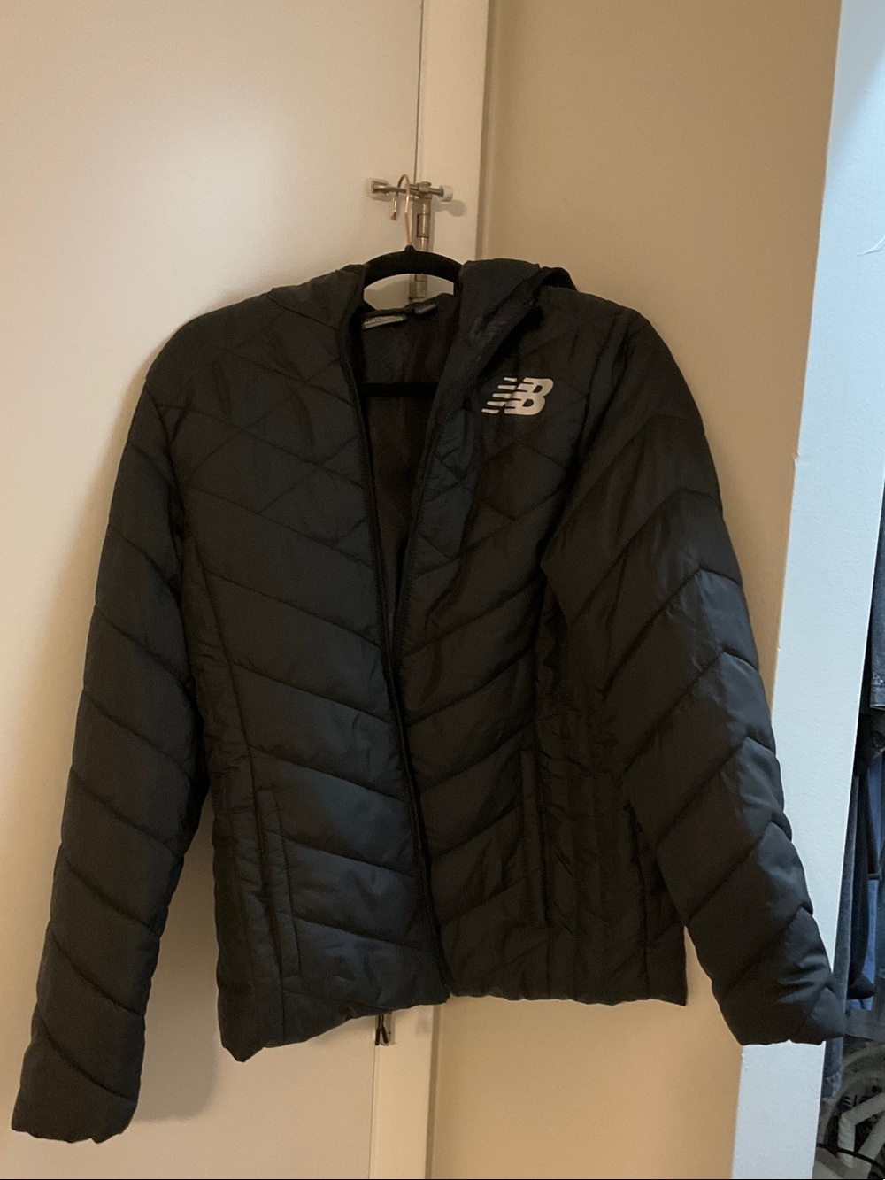 New Balance Black Quilted Hooded Puffer Jacket